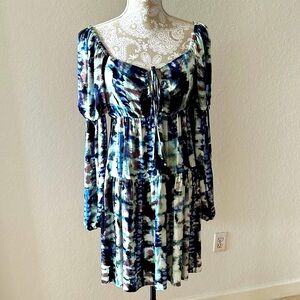 Multicolor Tie-Dye Dress with Long Sleeves
